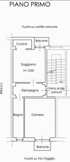 Plan - First Floor Apartment with Balconies in Torino