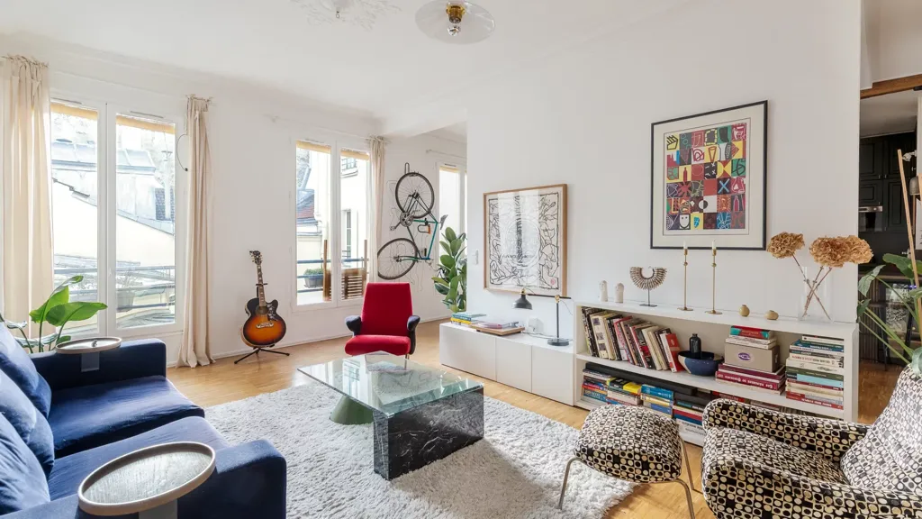 Living Room - Charming 4-Piece Parisian Flat with Courtyard View