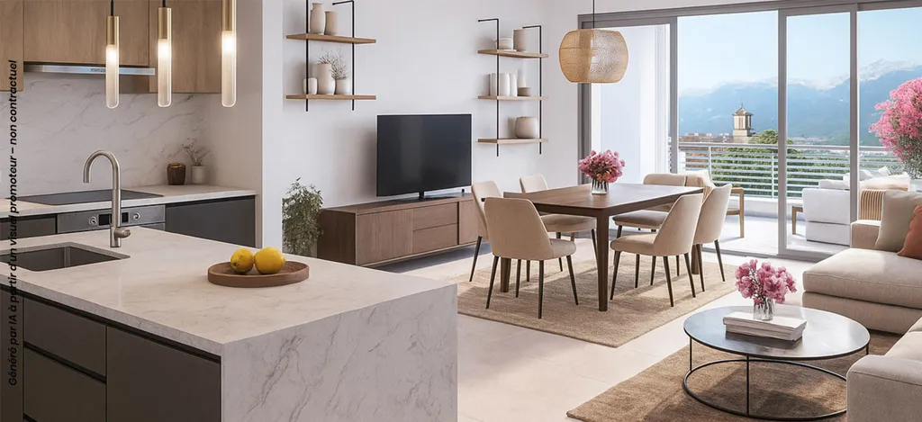 Köök - Rehabilitated Apartments with Panoramic Views in Corenc