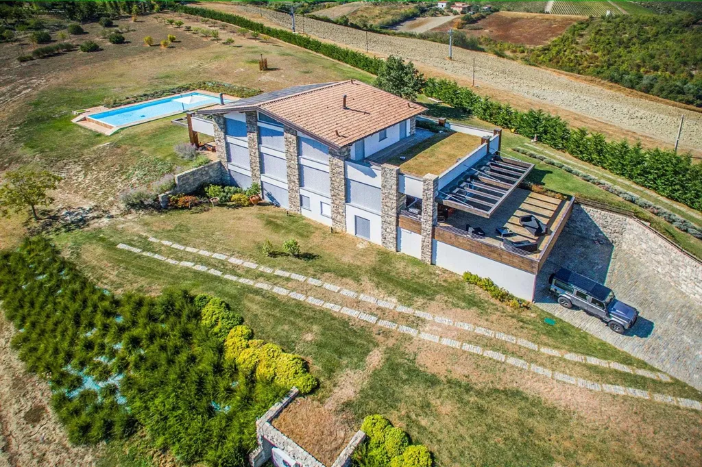 Vue aérienne - Modern Villa with Pool and Spa near Parma
