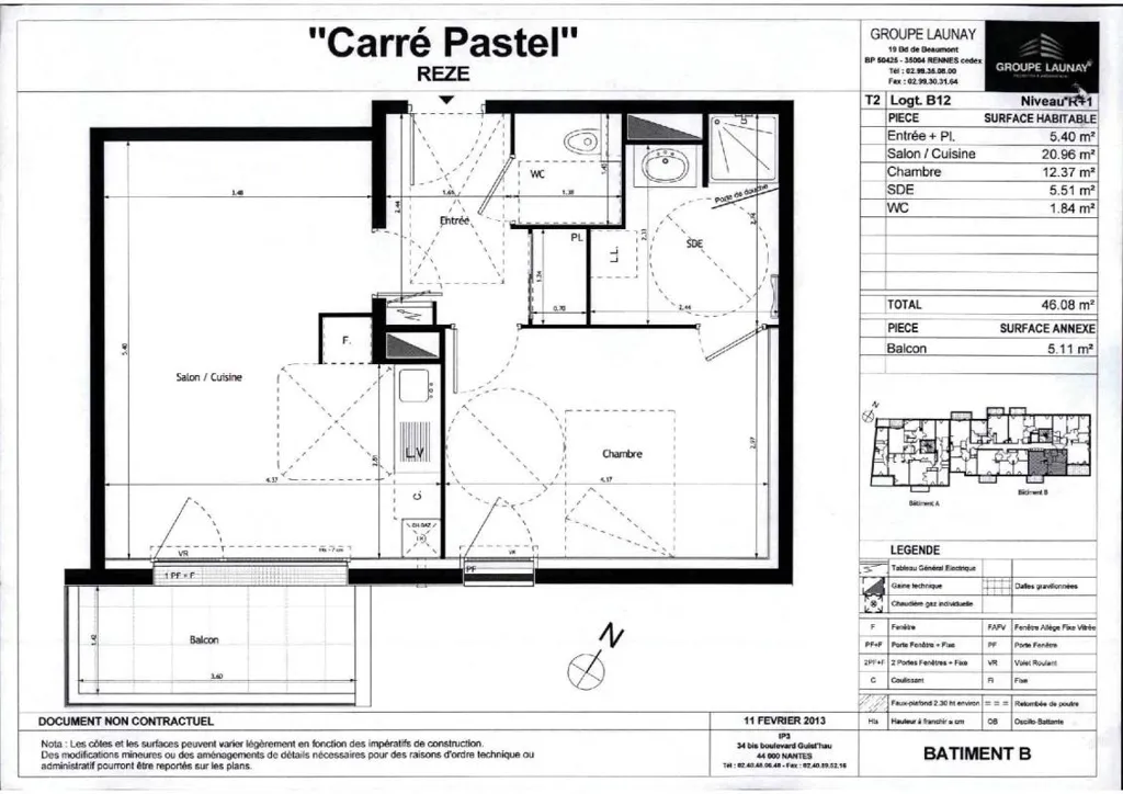Plan - Appartement T2 avec Balcon à Rezé