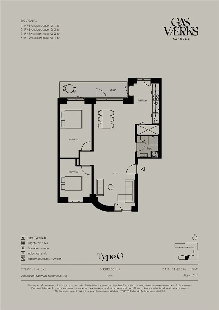 Plaan - 3-Bed Flat with Large Windows in Copenhagen Ø