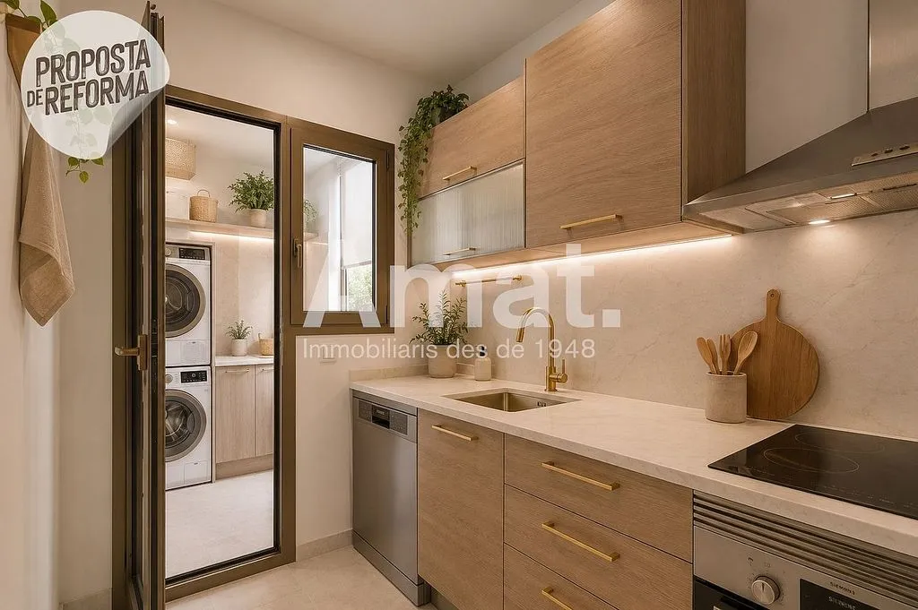 Cuisine - Apartment with Air Conditioning in Esplugues de Llobregat