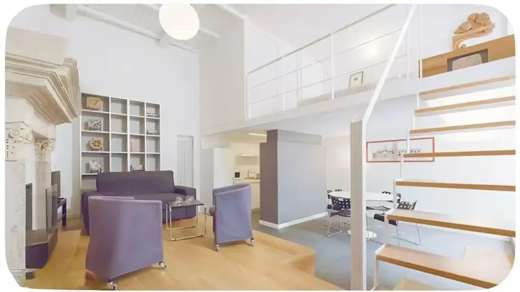 Soggiorno - Loft ristrutturato con camino a Trastevere