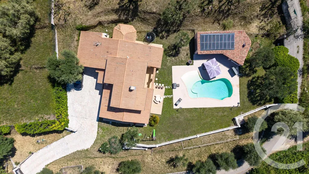 Aerial - Provençal Villa with Pool and Panoramic View near Nice