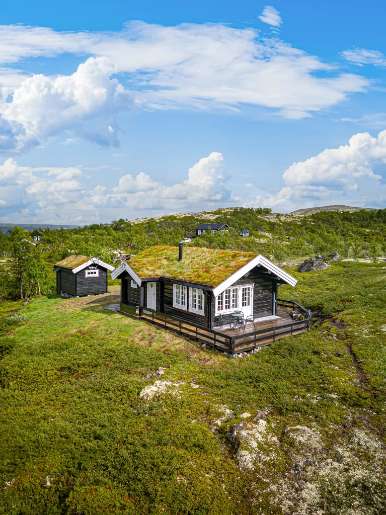 Vue aérienne - Traditional Timber Cabin with Mountain Views in Ålen