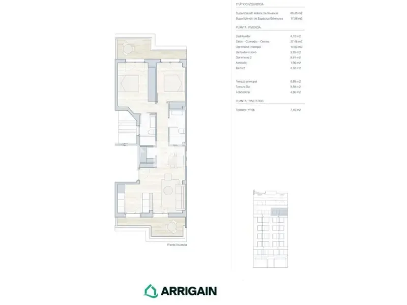 Plaan - New Flat with Terraces in Gros