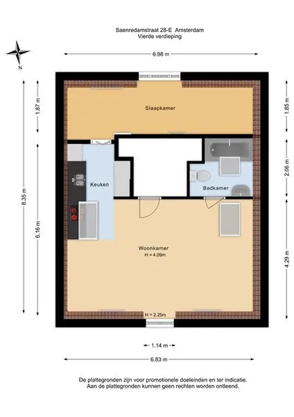 Plan - Loft-Style Apartment with High Ceilings in De Pijp