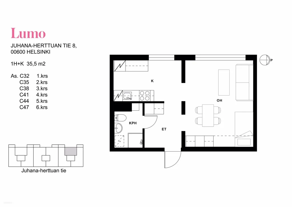 Plan - Modernised Studio with Balcony in Koskela, Helsinki