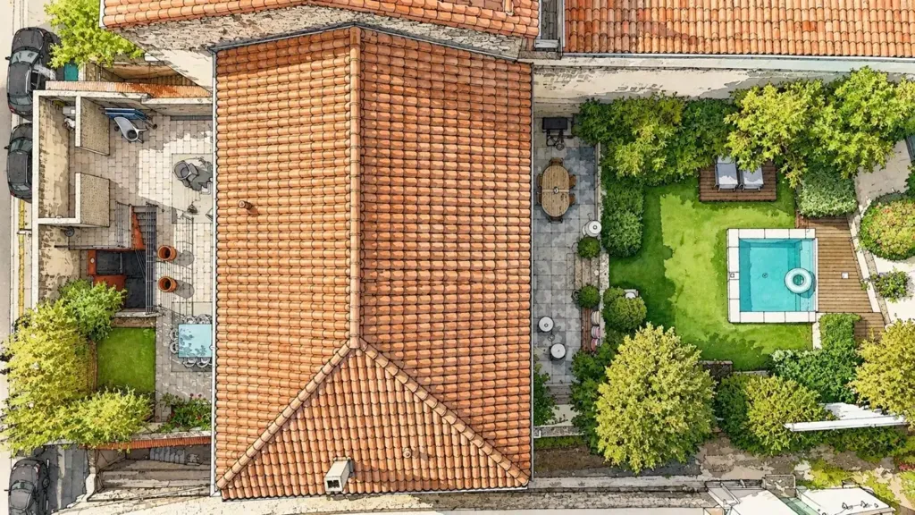 Vue aérienne - Maison de Maître avec Piscine dans l'Hypercentre de Nîmes