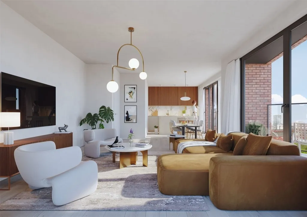 Living Room - Newly Built Apartment with Terrace in Antwerp