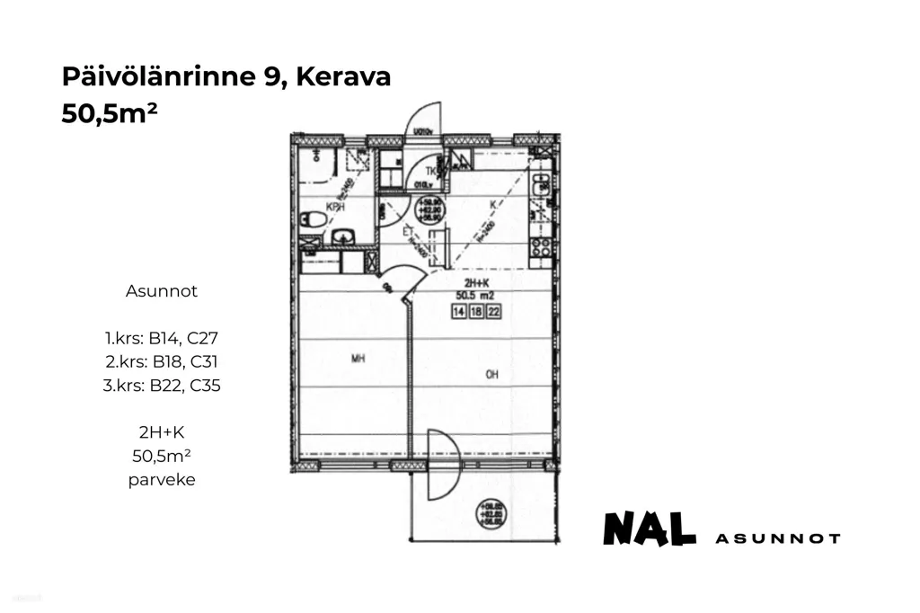 Plan - Modern Apartment with Balcony in Kerava