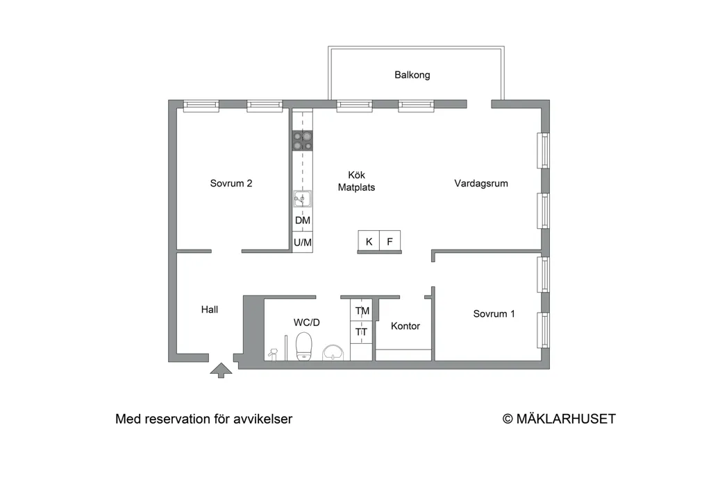 Plaan - Efficient 3-Room Flat with Balcony in Solna