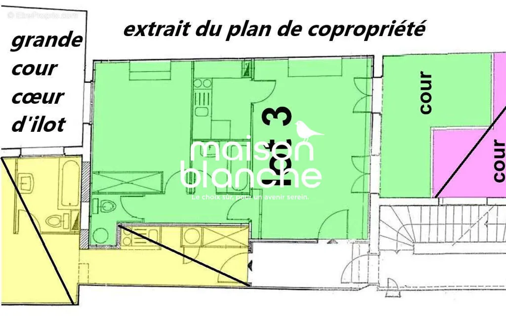 Plan - Commerce avec Cour-Terrasse à Bordeaux