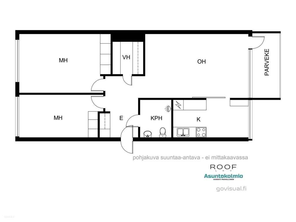 Planimetria - Three-Room Flat with Balcony in Kontinkangas