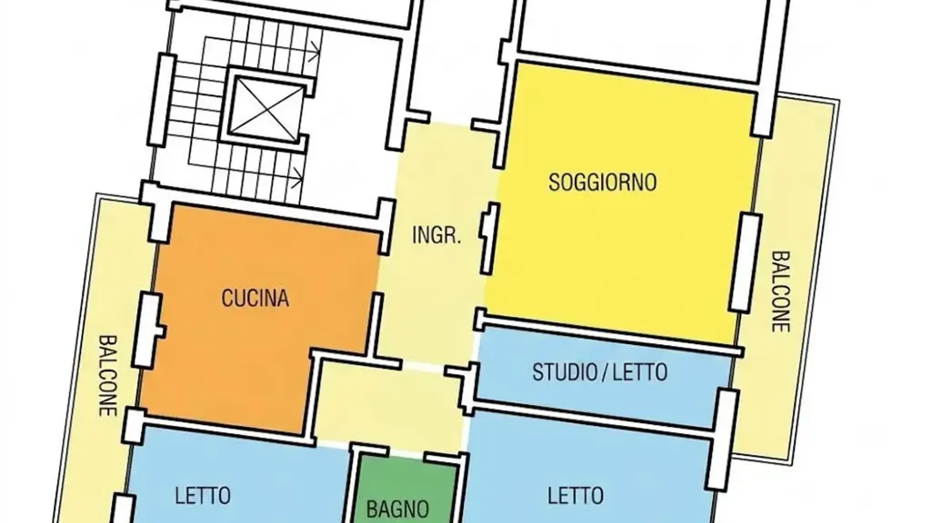 Plaan - Apartment with Balconies in Piacenza