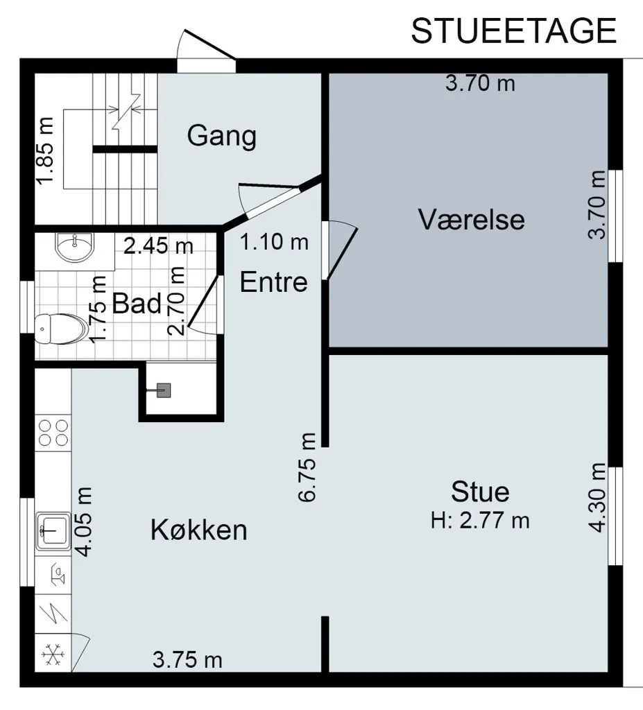 Plaan - Renovated 2-Bedroom Flat with Terrace in Aalborg