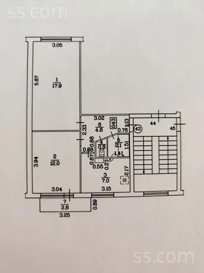Plaan - Two-Bedroom Flat with Balcony in Daugavpils