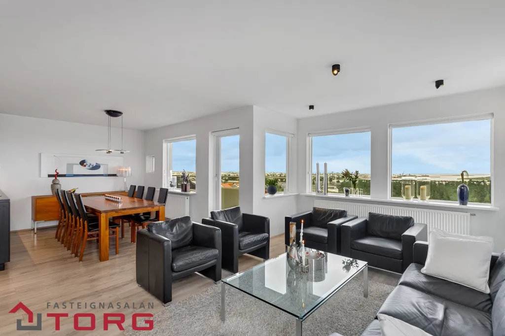 Living Room - Modernised Apartment with View in Grafarvogur
