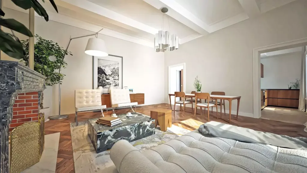 Living Room - 2-Bedroom Apartment with Balcony in Uzès