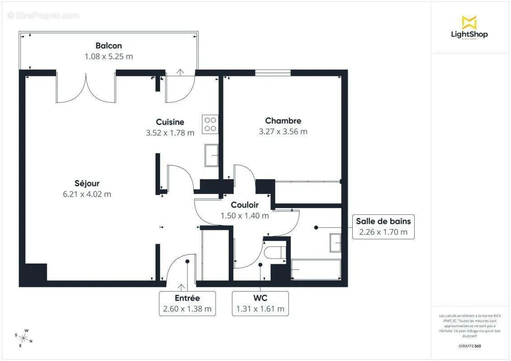 Plan - Appartement T2 avec Balcon au Quartier Sainte-Thérèse à Nantes