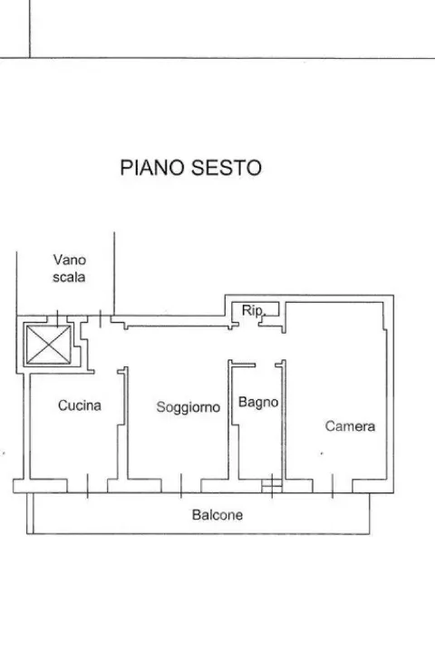 Floor Plan - Ristrutturato Bilocale with Balcony in Milan