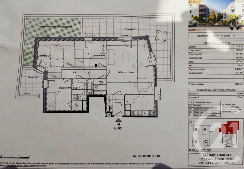 Plan - Appartement T4 avec Toit Terrasse à Saint-Priest