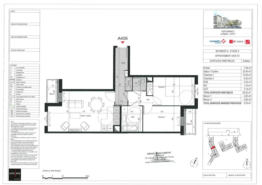 Planimetria - Apartment with Terrace in Drancy