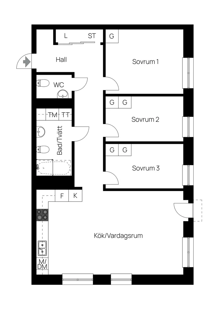 Plaan - Well-Planned Apartment with Open Plan in Hököpinge
