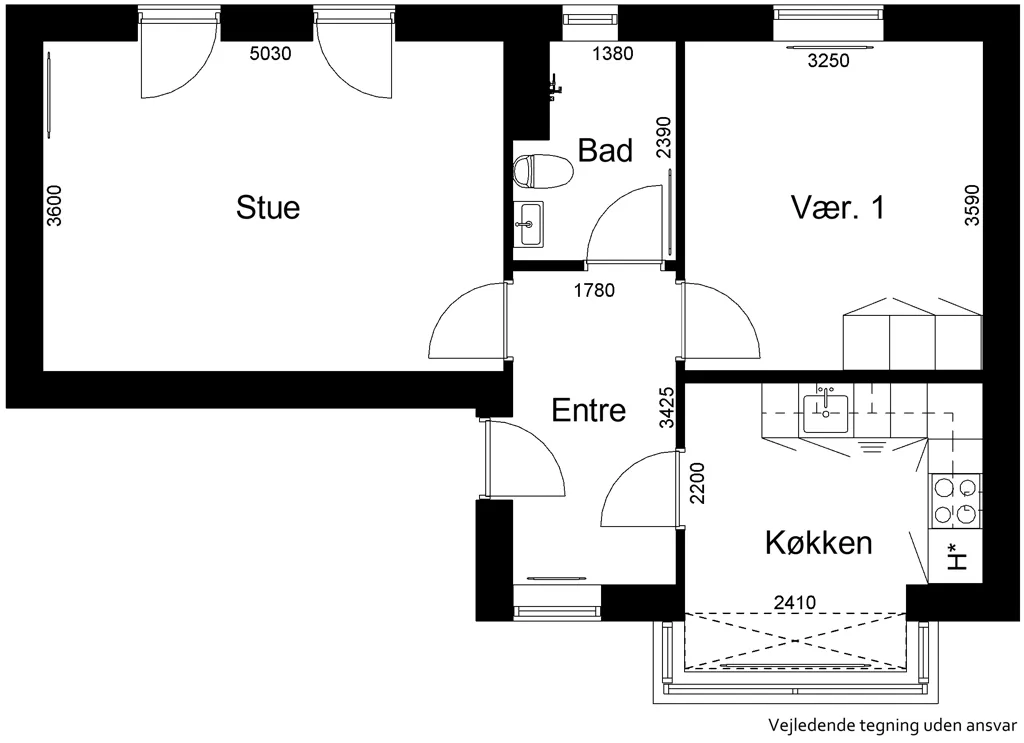 Plan - Two-Bedroom Terraced House in Aabenraa