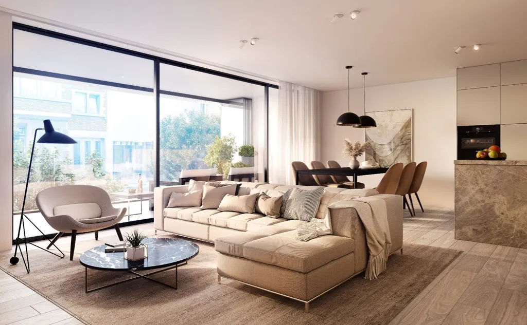 Soggiorno - Newly Built Apartment with Terrace in Waregem