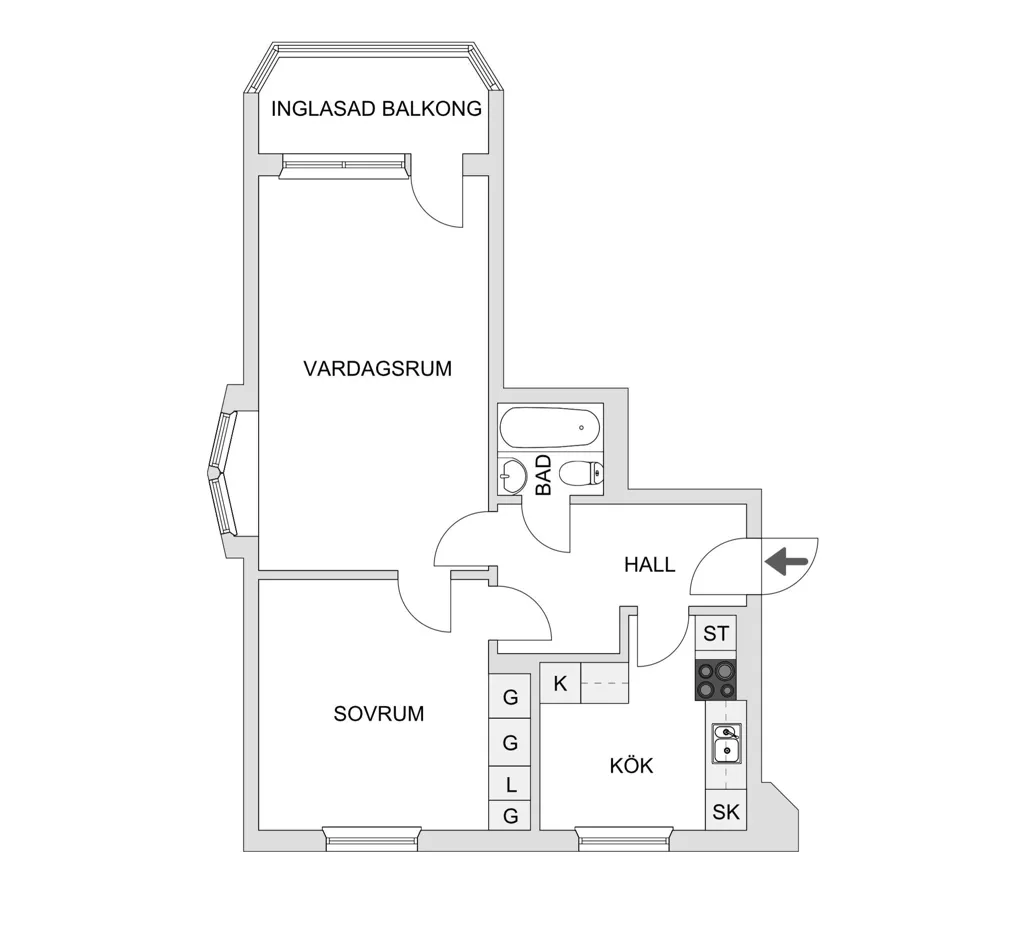 Plan - Spacious Apartment with West-Facing Balcony in Norrböle