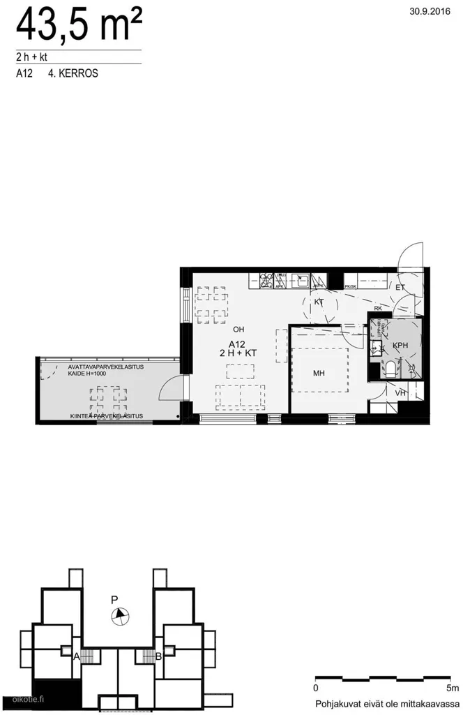 Plaan - 2-toaline korter asukohas FI