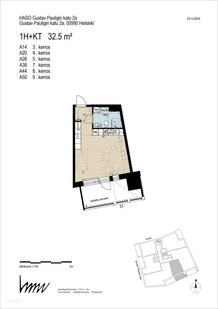Floor Plan - Apartment with Sea View in Aurinkolahti, Helsinki