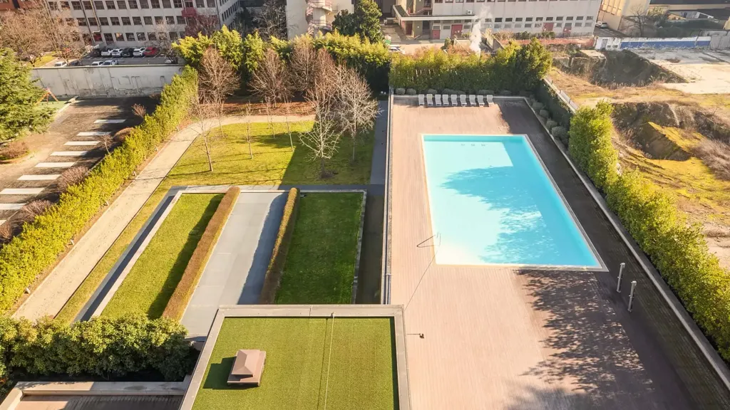 Vue aérienne - Apartment with City View and Pool in Milan