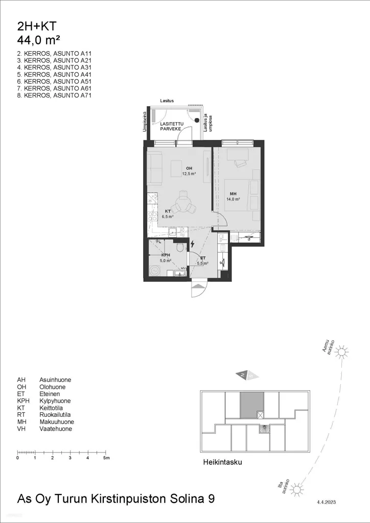 Planimetria - Two-Room Apartment with Balcony in Turku