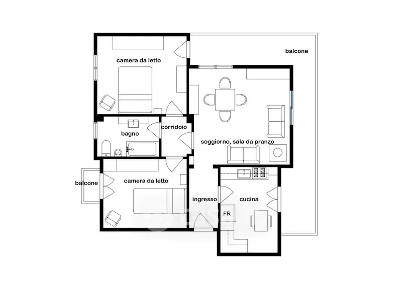 Plaan - Bright Triplex with Balcony in Castiglione Olona