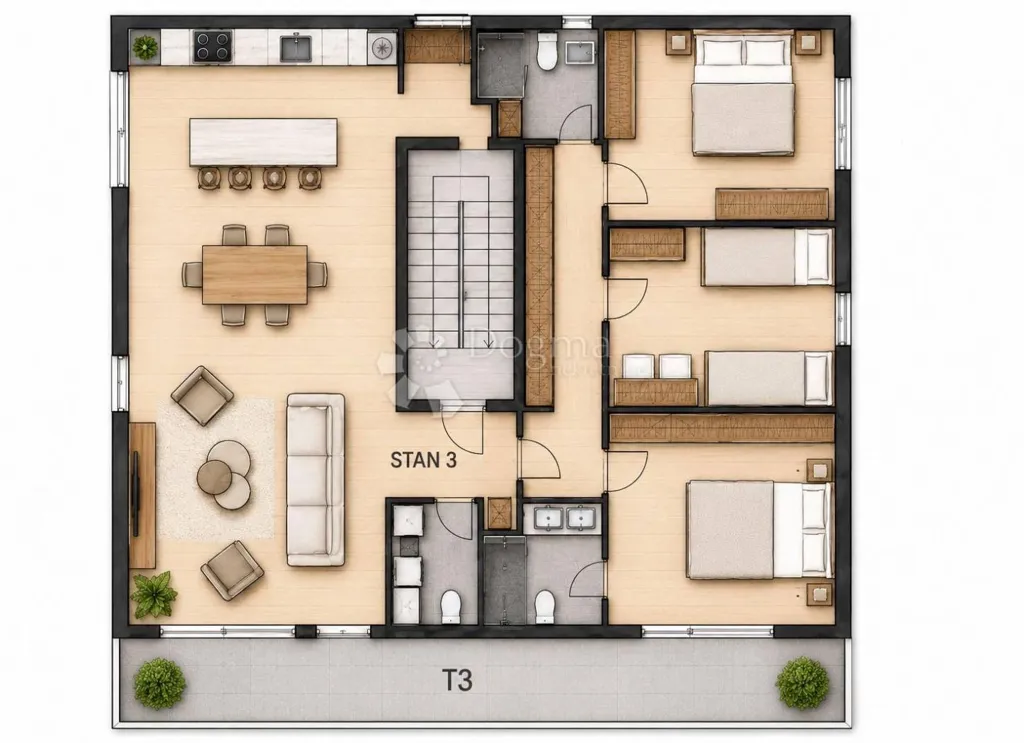 Planimetria - Penthouse with Terrace in Kaštel Gomilica