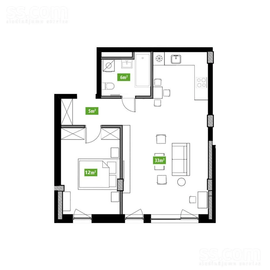 Plan - Bright One-Bedroom Apartment in Riga Centre