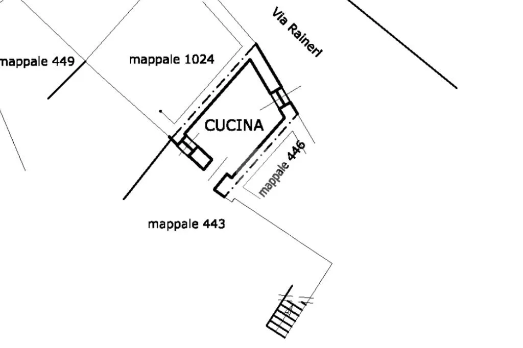 Planimetria - Casa di corte da ristrutturare con box a Balangero