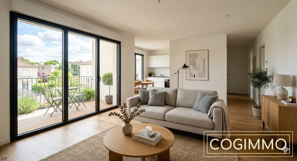 Living Room - New 4-Bedroom Flat with Terrace in Achères