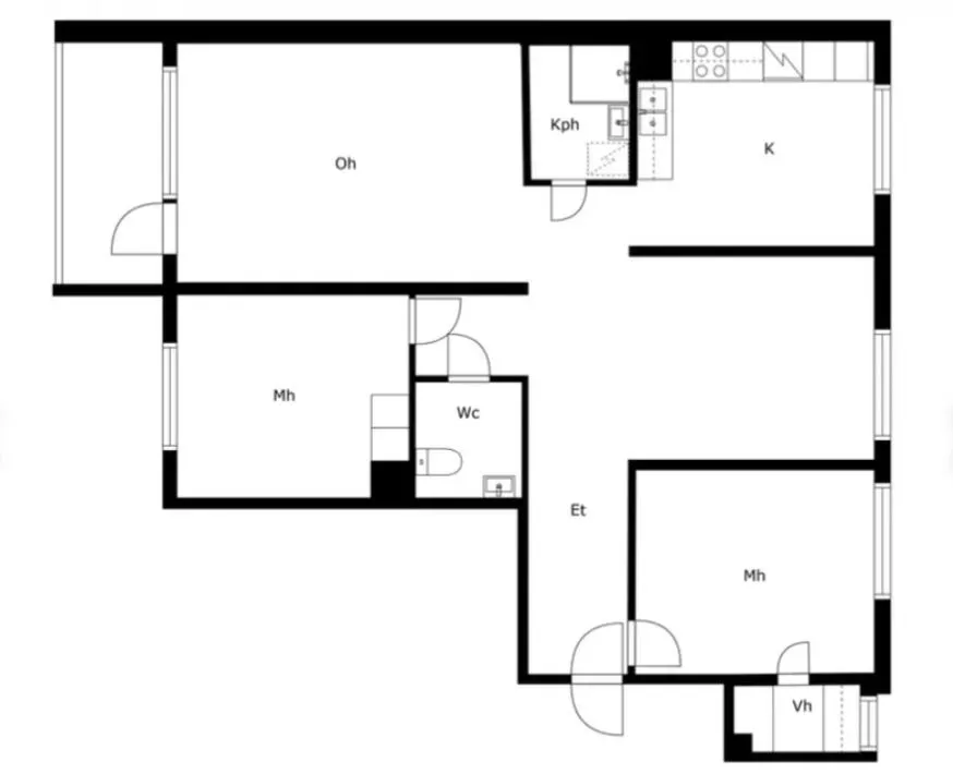 Plan - 1971 Apartment with Balcony in Kallio