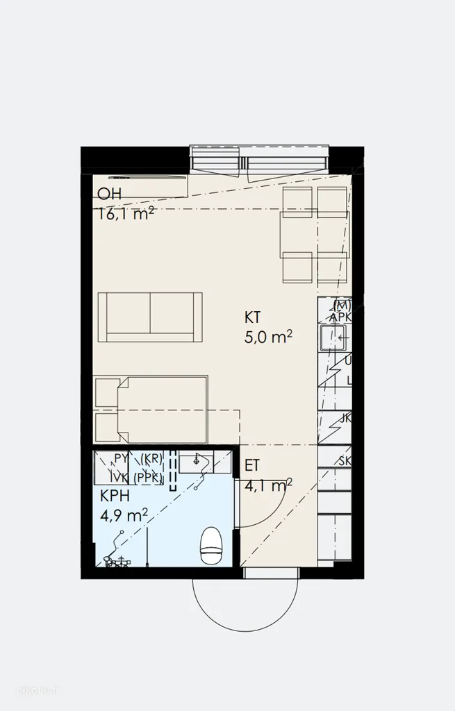 Planimetria - Modern Studio with Balcony in Hyrylä