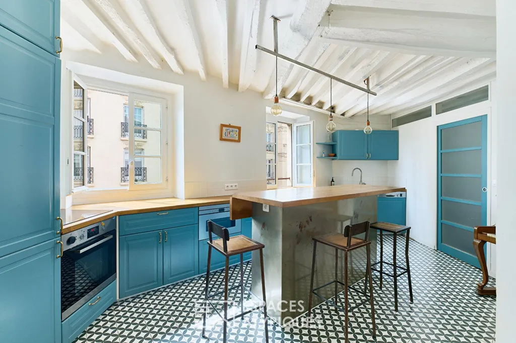 Cuisine - Triplex Lumineux en Dernier Étage à Paris