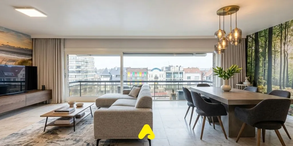 Séjour - Appartement Central avec Vue sur la Place à De Panne