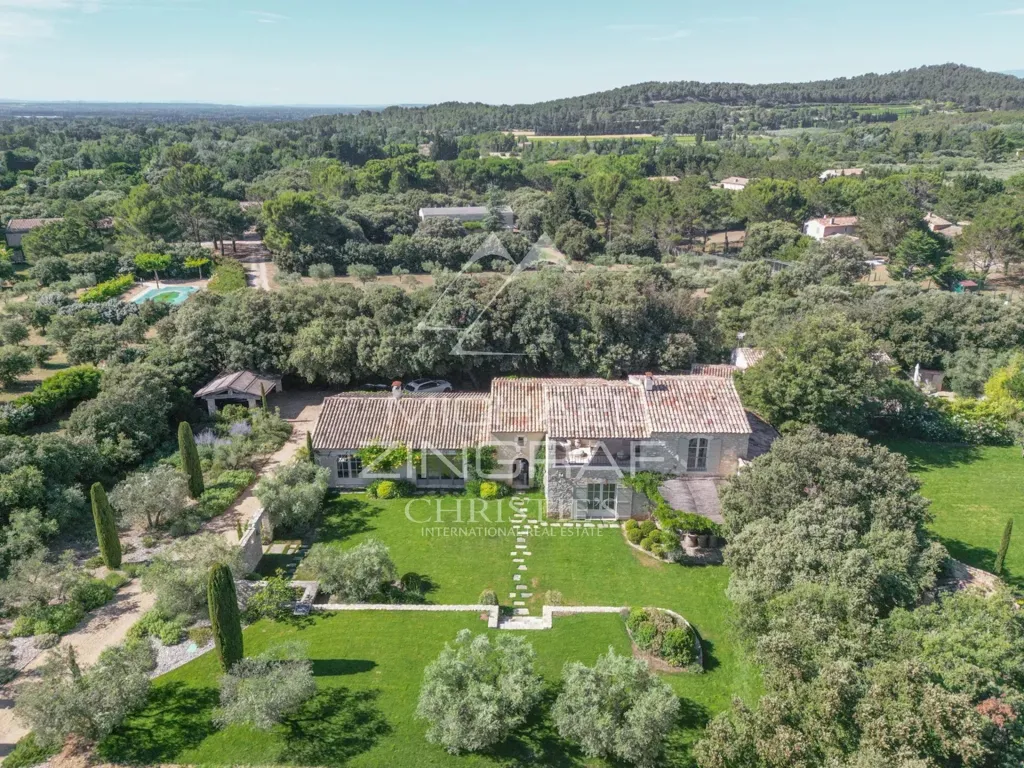 Aerial - Mas with Heated Pool in Alpilles Olive Park