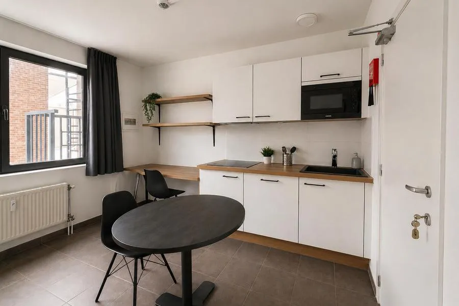 Kitchen - Modern Apartment with Terrace in Leuven