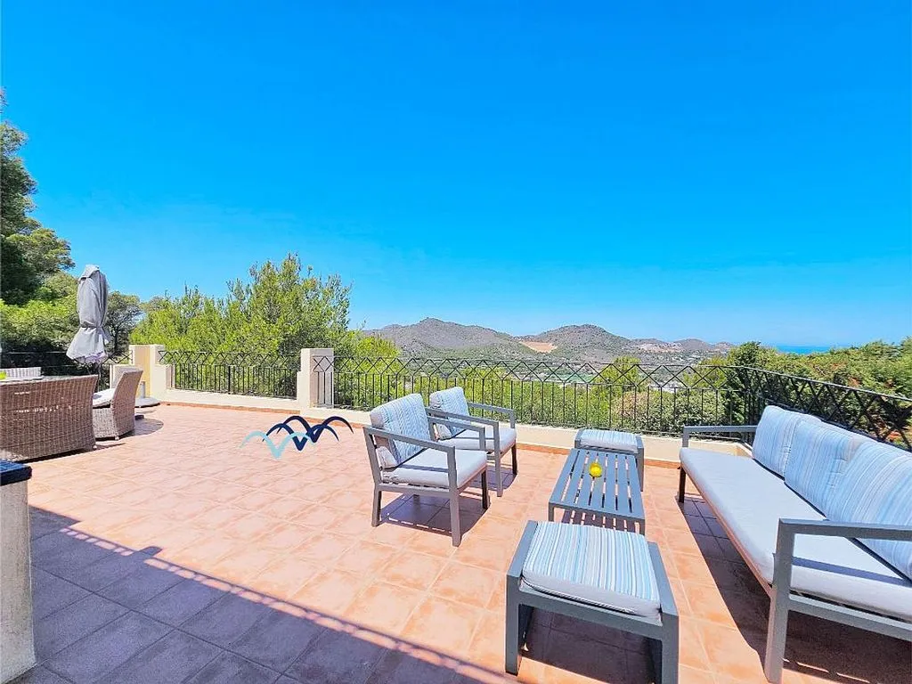 Terrace - Chalet with Pool and Sea View in Golf Area