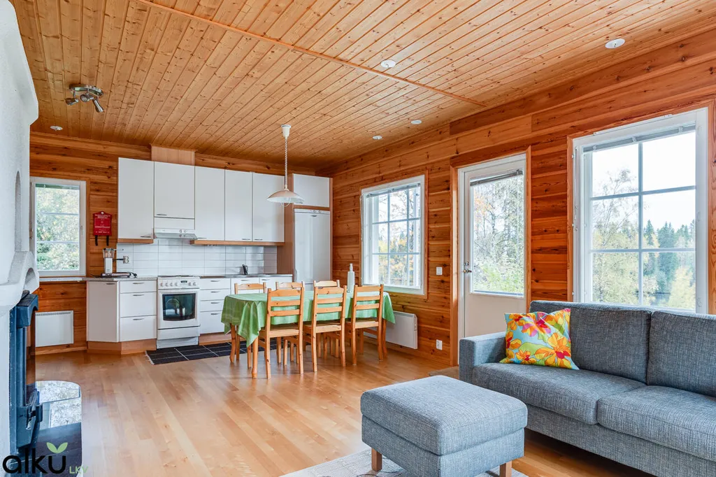 Séjour - Cottage with River View and Sauna in Muhos