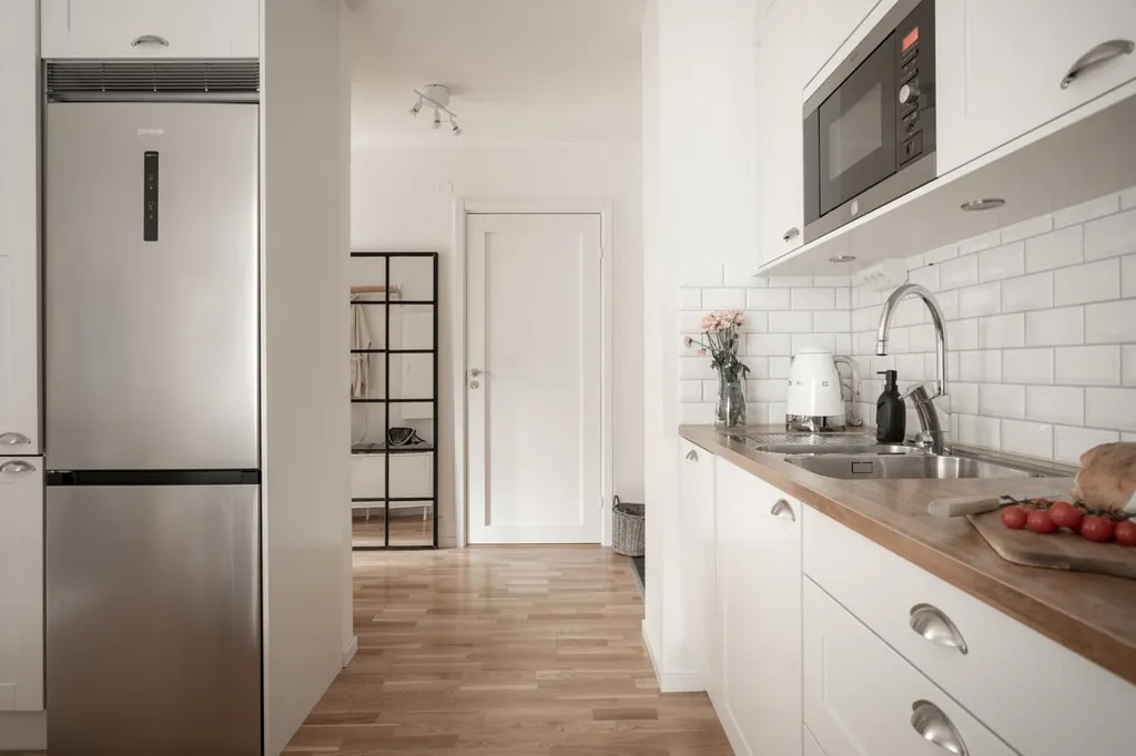 Kitchen - Modern Apartment with Terrace in Kvarnbyn